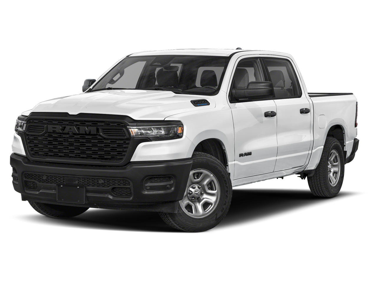 2026 RAM Ram 1500 RAM 1500 EXPRESS CREW CAB 4X2 6'4' BOX in Bright White Clear-Coat Exterior Paint — front three-quarter view