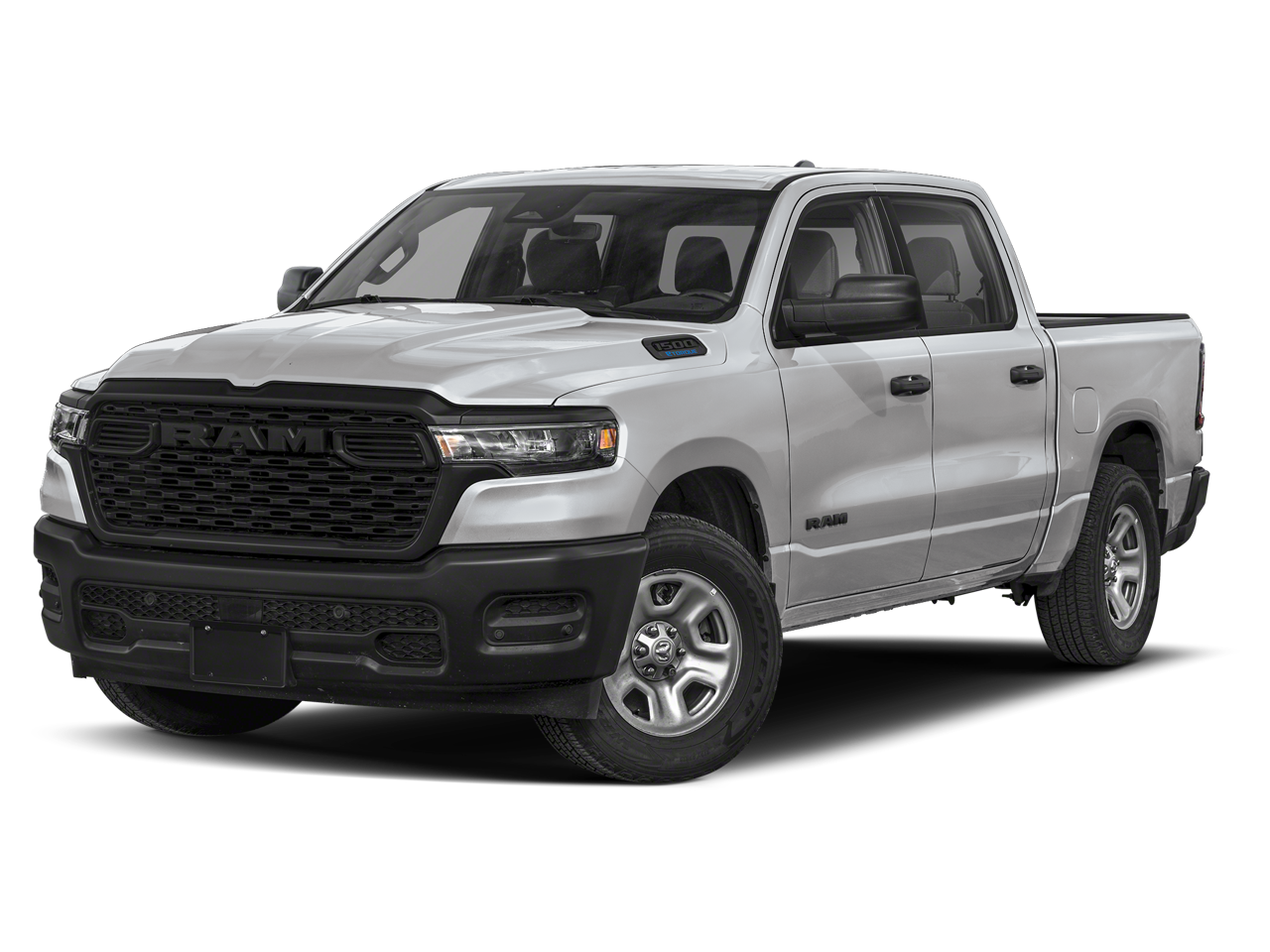 2026 RAM Ram 1500 RAM 1500 EXPRESS CREW CAB 4X4 6'4' BOX in Silver Zynith Exterior Paint — front three-quarter view