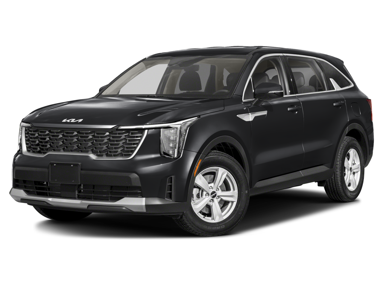 2026 Kia Sorento LX in Ebony Black — front three-quarter view