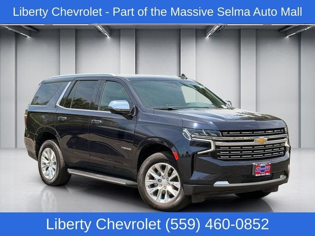 2023 Chevrolet Tahoe Premier in Midnight Blue Metallic — front three-quarter view