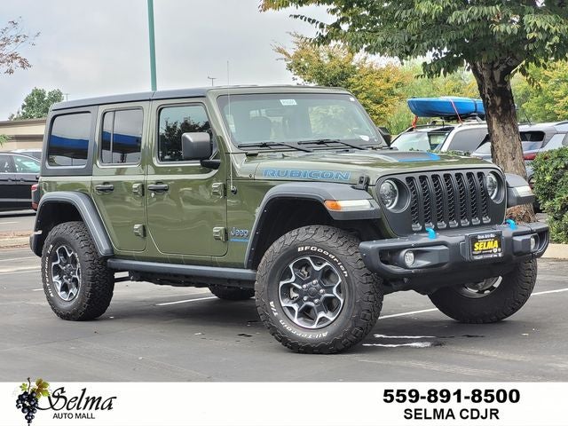 2023 Jeep Wrangler 4xe WRANGLER RUBICON 4xe in Sarge Green Clear-Coat Exterior Paint — front three-quarter view