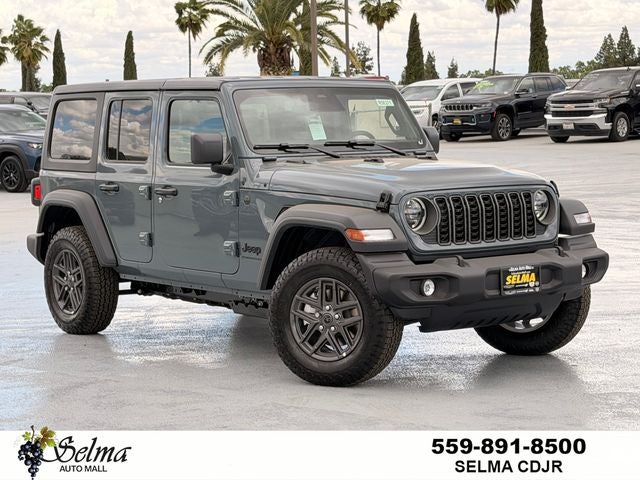 2026 Jeep Wrangler WRANGLER 4-DOOR SPORT S in Anvil Clear-Coat Exterior Paint — front three-quarter view