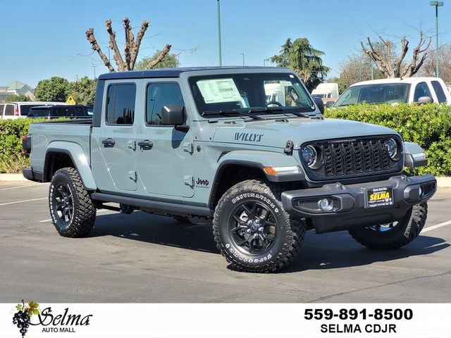 2026 Jeep Gladiator GLADIATOR WILLYS 4X4 in Anvil Clear-Coat Exterior Paint — front three-quarter view
