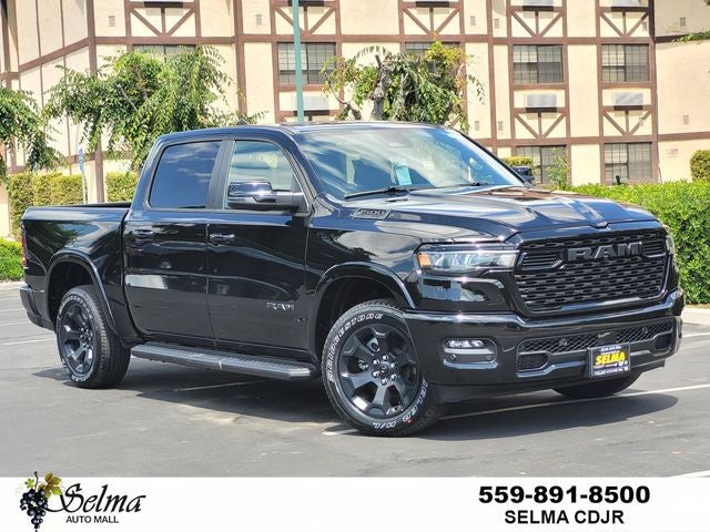 2026 RAM Ram 1500 RAM 1500 BIG HORN CREW CAB 4X2 5'7' BOX in Diamond Black Crystal Pearl-Coat Exterior Paint — front three-quarter view