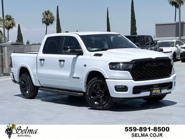 2026 RAM Ram 1500 RAM 1500 BIG HORN CREW CAB 4X4 5'7' BOX in Bright White Clear-Coat Exterior Paint — front three-quarter view
