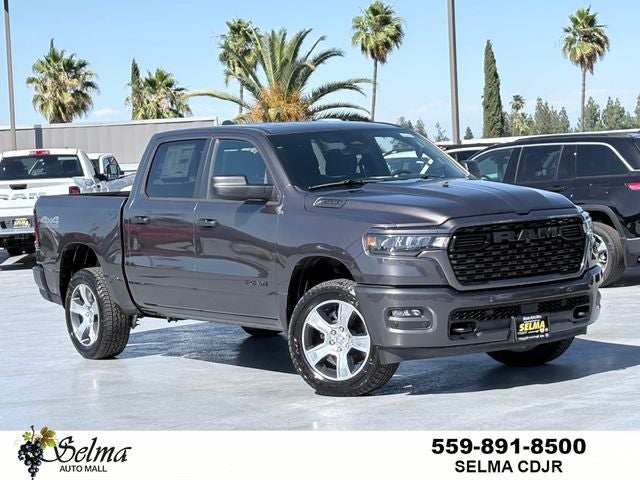 2026 RAM Ram 1500 RAM 1500 EXPRESS CREW CAB 4X4 5'7' BOX in Granite Crystal Metallic Clear-Coat Exterior Paint — front three-quarter view