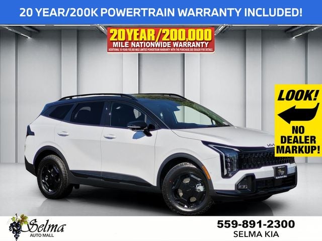 2026 Kia Sportage X-Pro Prestige in Glacier White Pearl/Black Roof — front three-quarter view