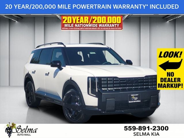 2027 Kia Telluride X-Line EX in Glacial White Pearl — front three-quarter view