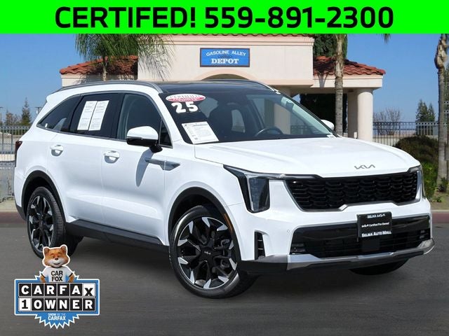 2025 Kia Sorento EX in Glacial White Pearl — front three-quarter view