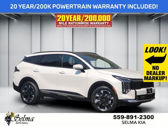 2026 Kia Sportage Hybrid SX-Prestige in Snow White Pearl — front three-quarter view