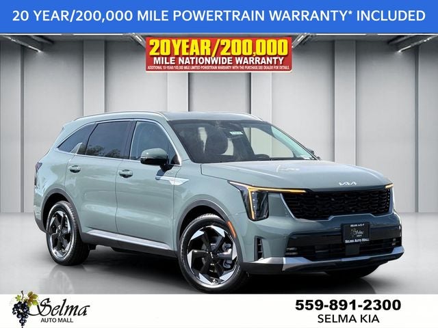 2026 Kia Sorento Hybrid EX in Cityscape Green — front three-quarter view