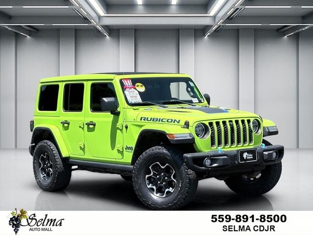 2021 Jeep Wrangler Unlimited Rubicon 4xe in Limited Edition Gecko Clear Coat — front three-quarter view