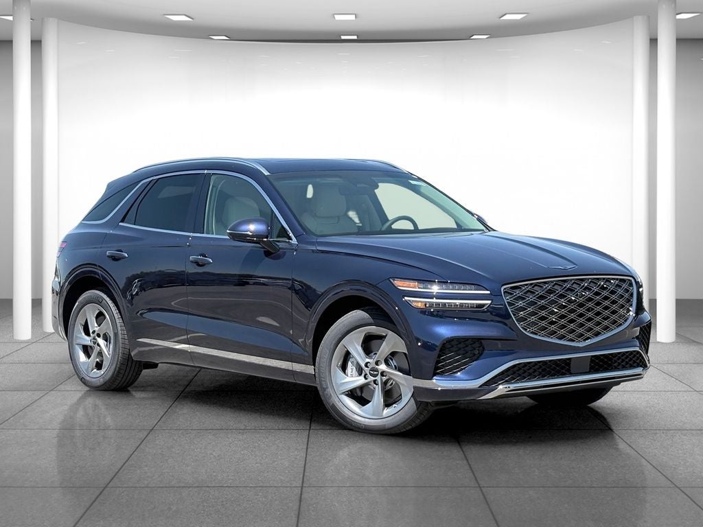 2026 Genesis GV70 2.5T ADVANCED in Capri Blue — front three-quarter view