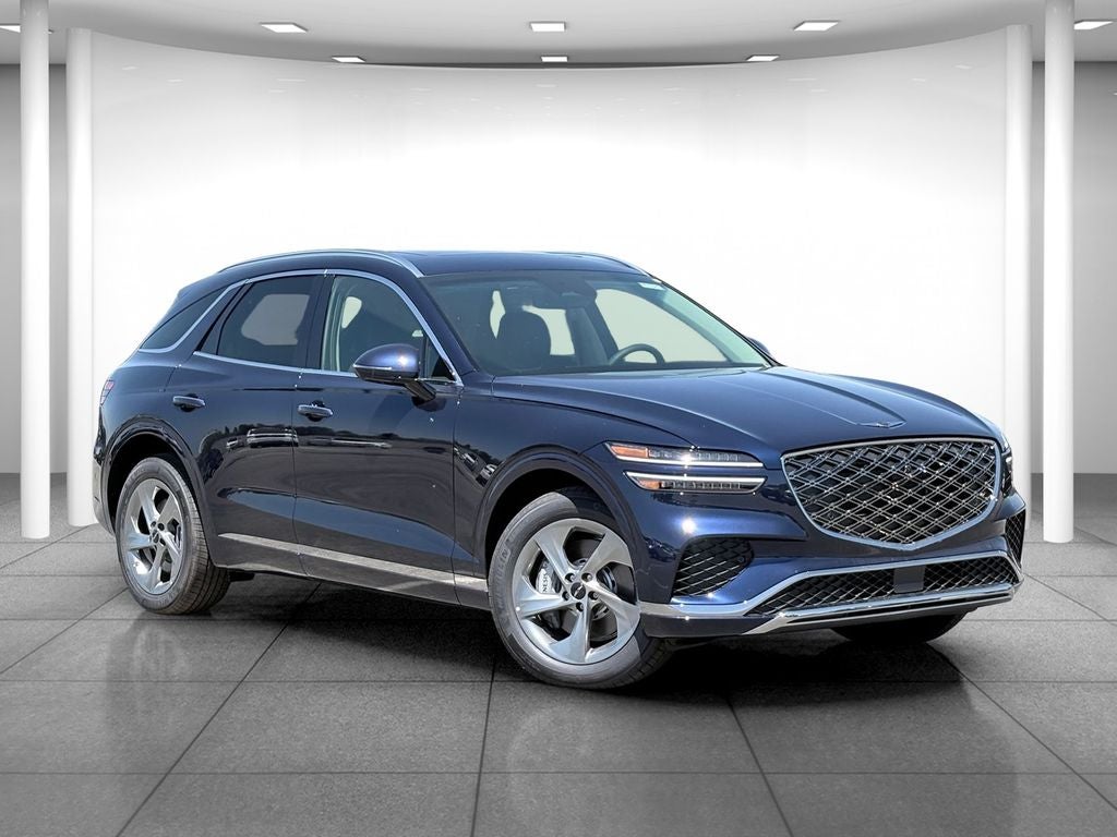 2026 Genesis GV70 2.5T ADVANCED in Capri Blue — front three-quarter view