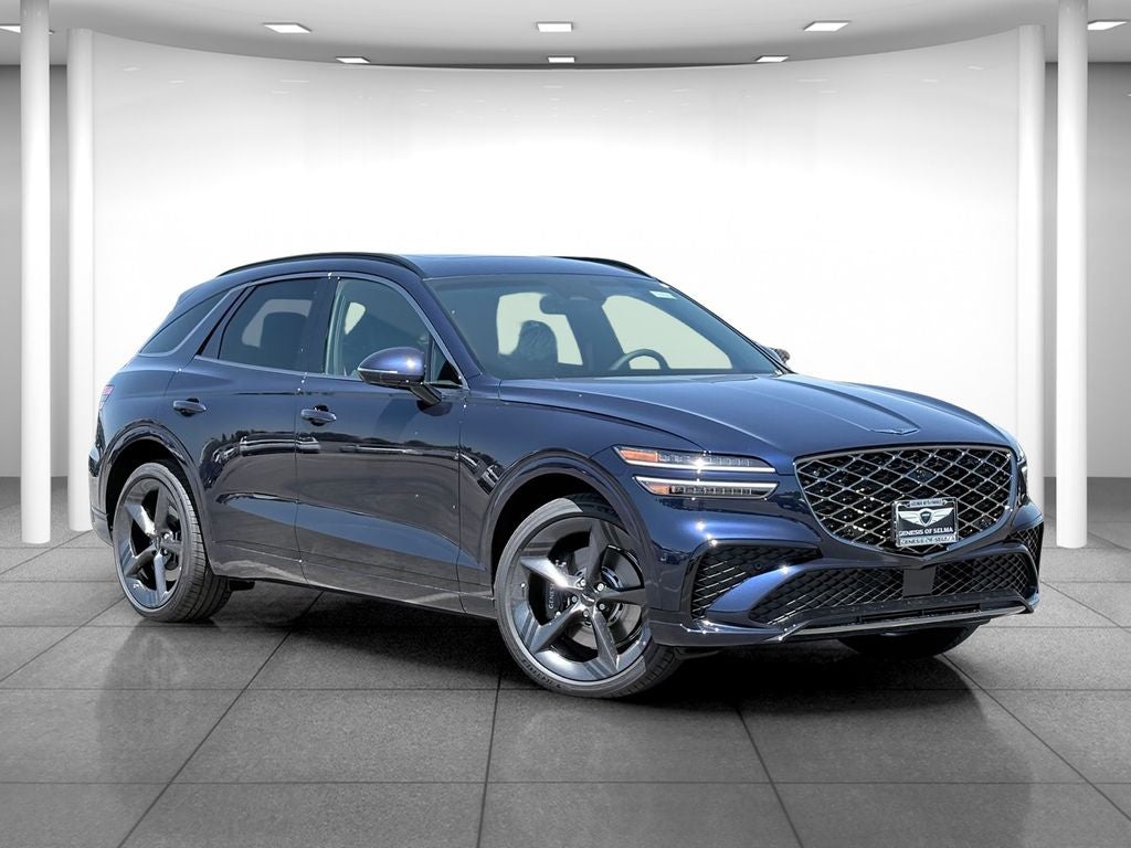 2026 Genesis GV70 2.5T SPORT PRESTIGE in Capri Blue — front three-quarter view