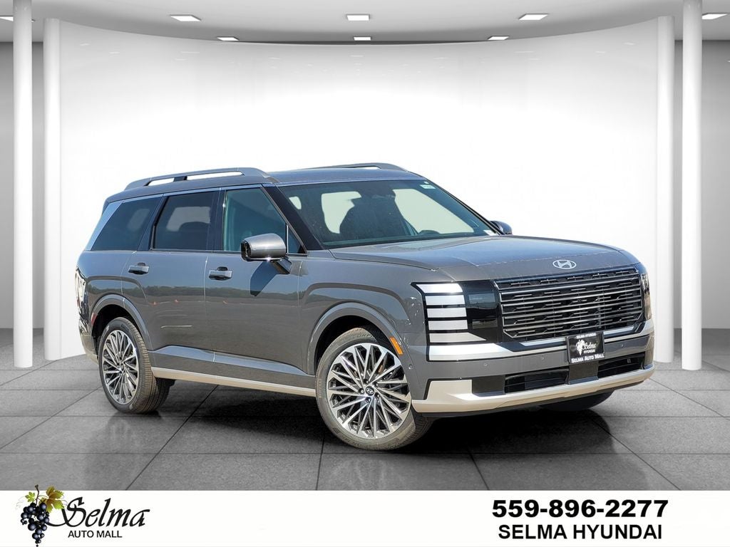 2026 Hyundai Palisade Calligraphy in Gray Pearl — front three-quarter view