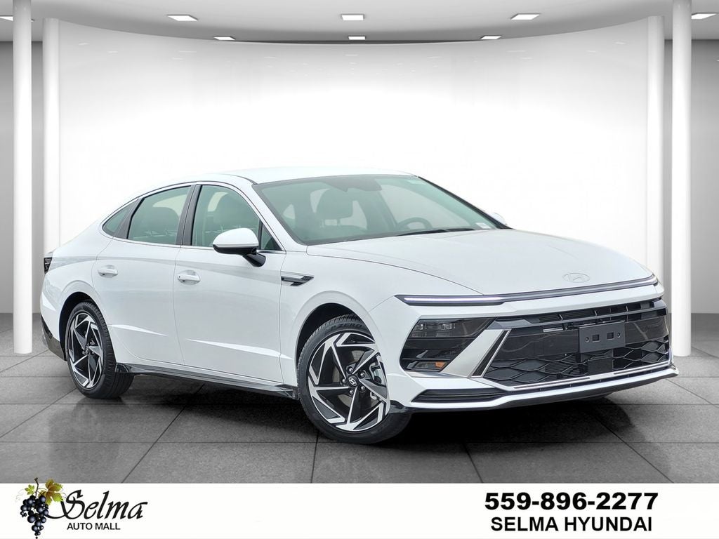 2026 Hyundai Sonata SEL Sport in White — front three-quarter view