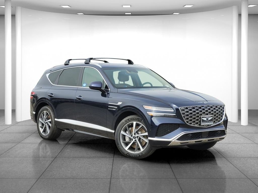 2026 Genesis GV80 3.5T ADVANCED in Capri Blue — front three-quarter view