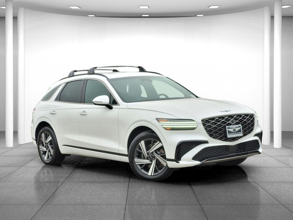 2026 Genesis GV70 3.5T SPORT ADVANCED in White — front three-quarter view
