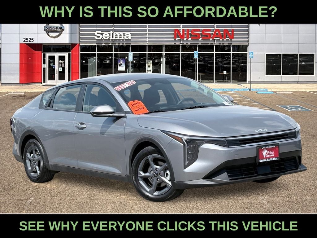 2025 Kia K4 LXS in Steel Gray — front three-quarter view