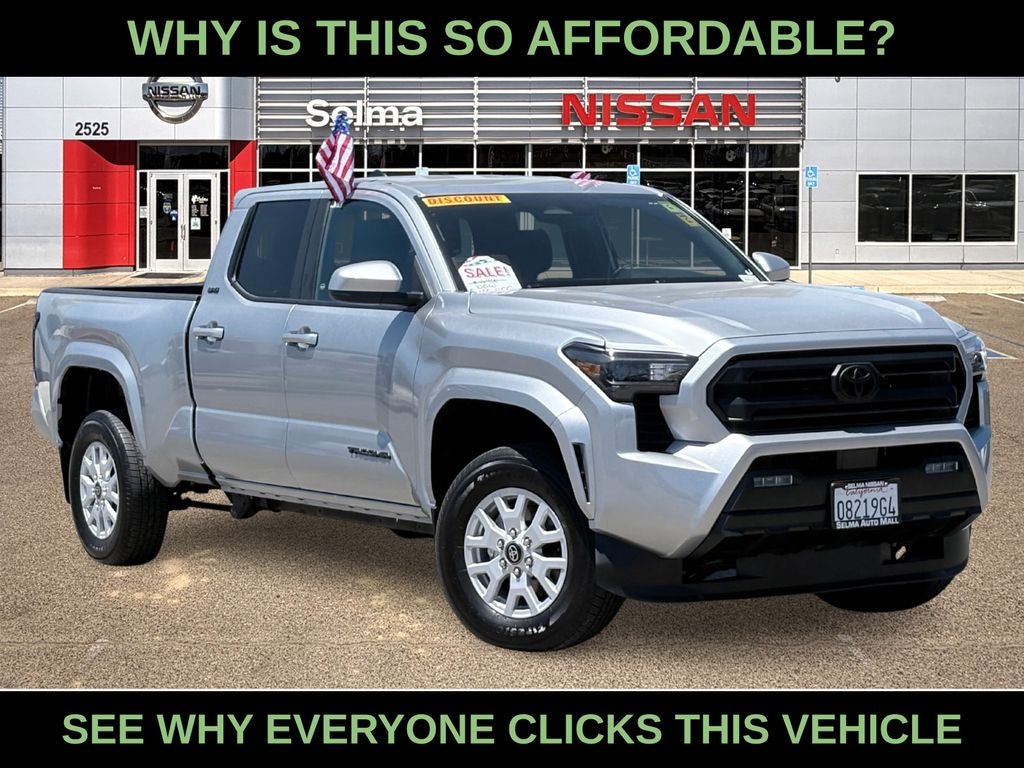 2024 Toyota Tacoma SR5 in Celestial Silver Metallic — front three-quarter view