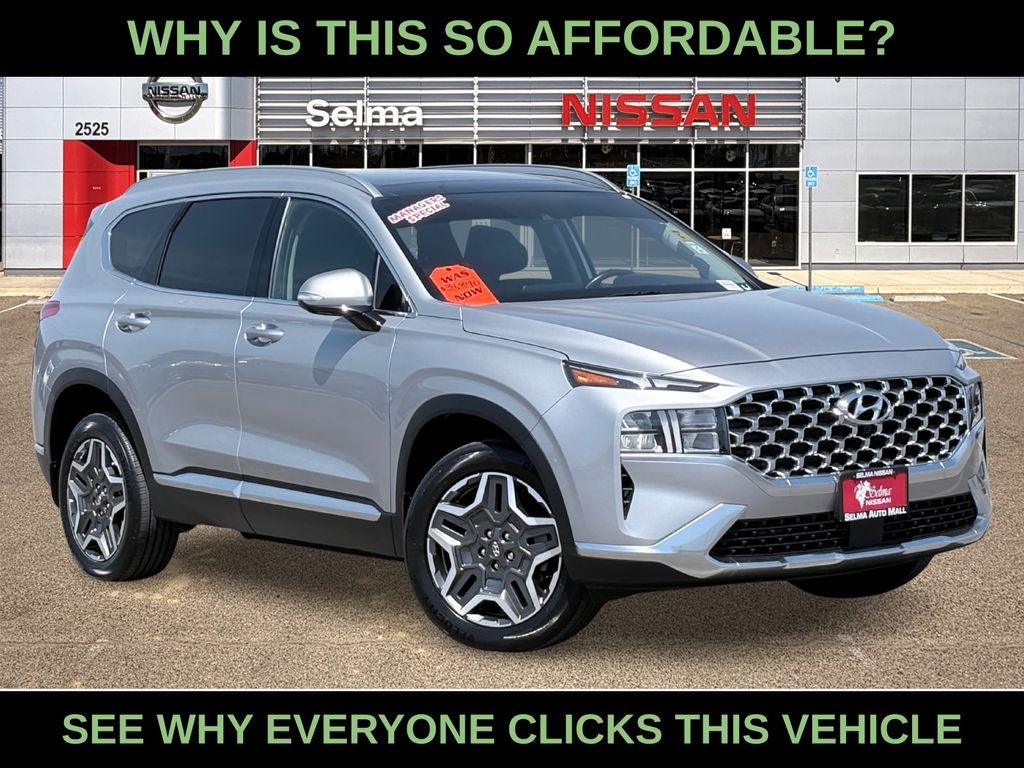2023 Hyundai Santa Fe Hybrid SEL Premium in Shimmering Silver — front three-quarter view