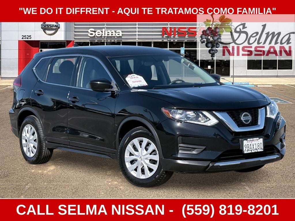 2018 Nissan Rogue S in Magnetic Black — front three-quarter view